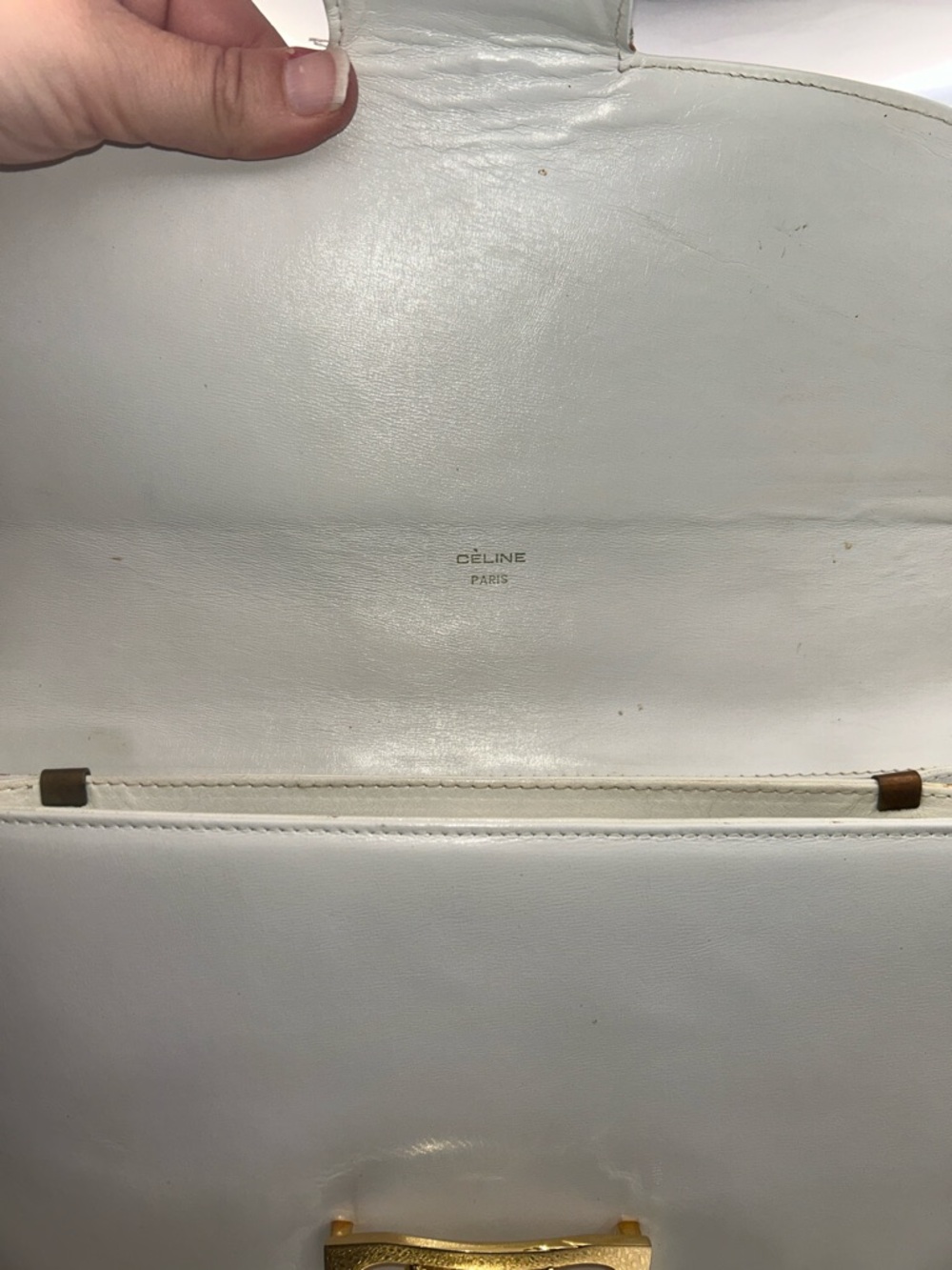 Celine vintage white leather shoulder bag - Picture 10 of 15